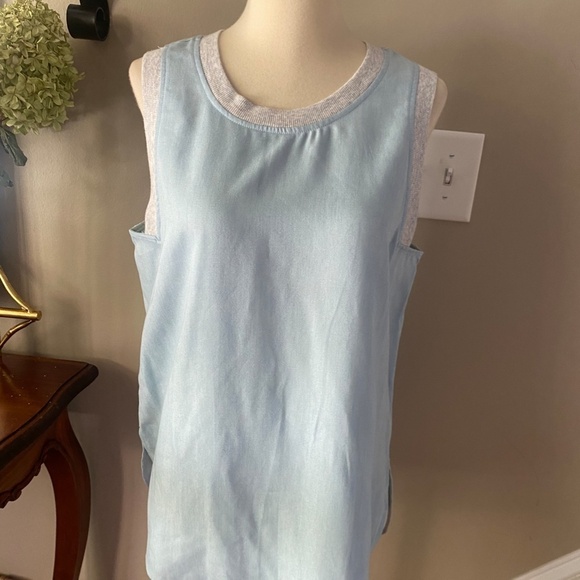 Loue & Grey Chambray Ribtrim Tencil Tank - Picture 8 of 8